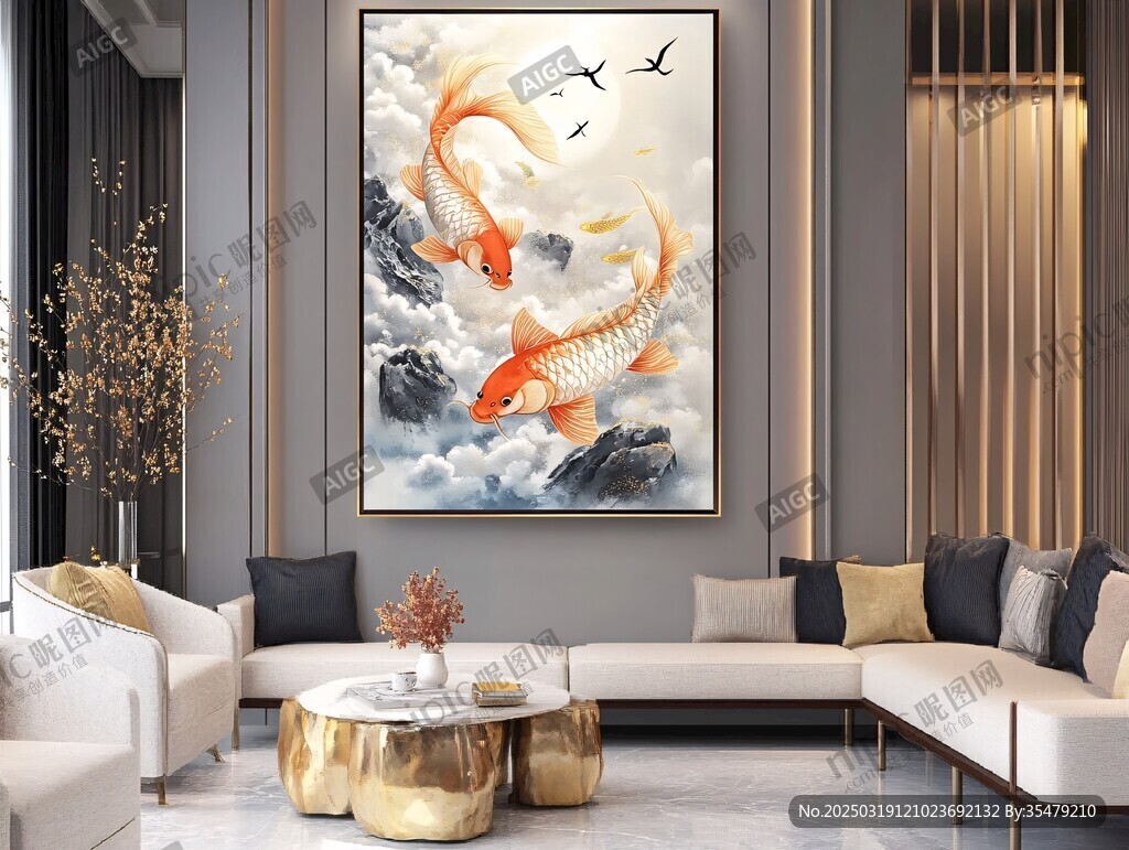金魚云山圖