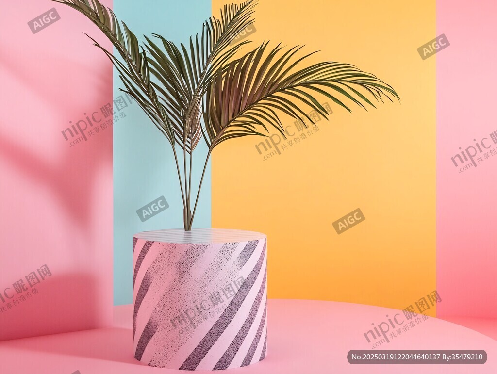 棕櫚植物與幾何圖案的和諧共生
