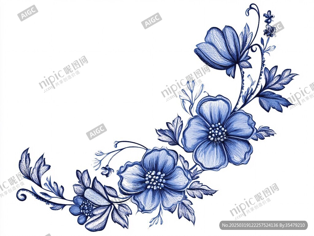 藍色花卉圖案設(shè)計