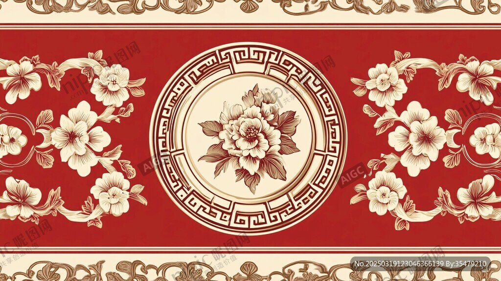 紅色花卉圖案