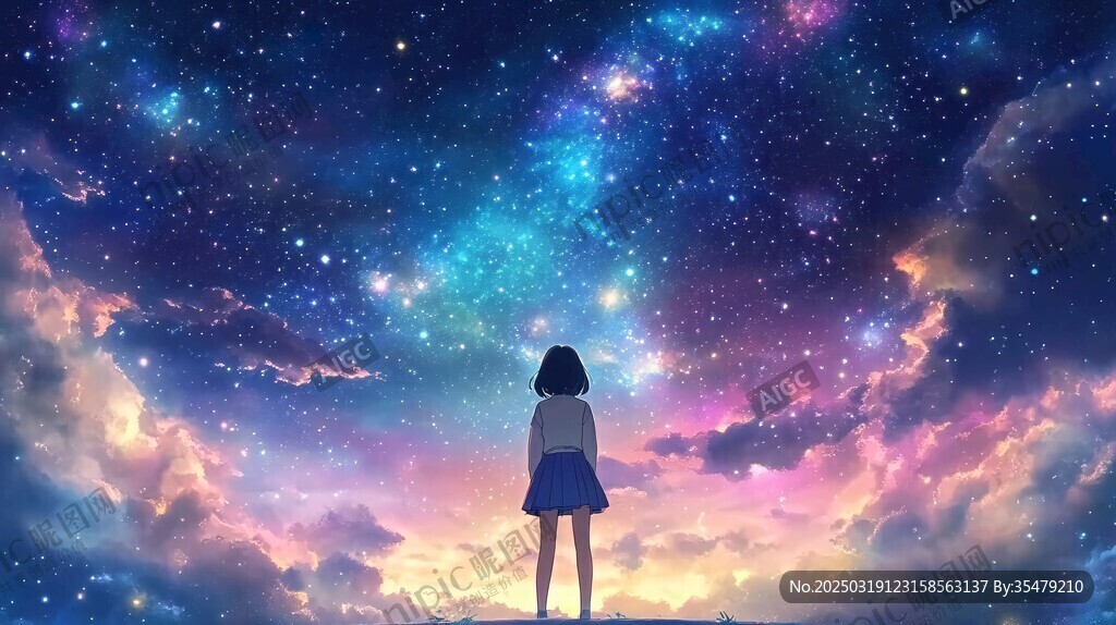 星空下的女孩