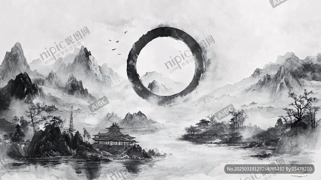 山水畫中的圓形元素