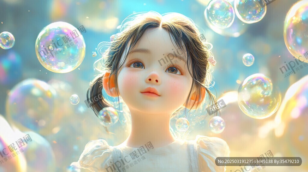 肥皂泡中的女孩
