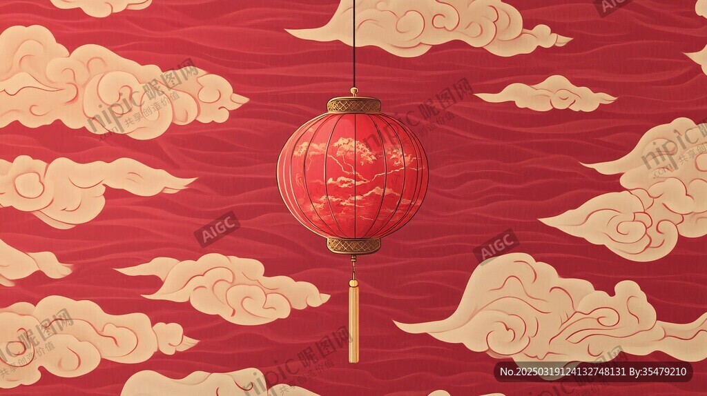 紅色云海中的中國傳統(tǒng)燈籠