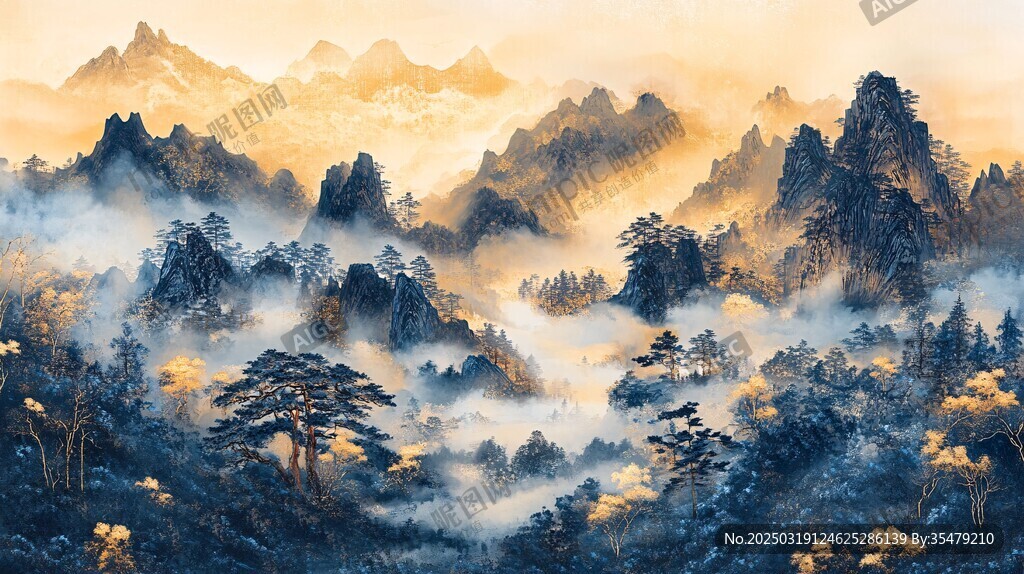 金秋山水畫