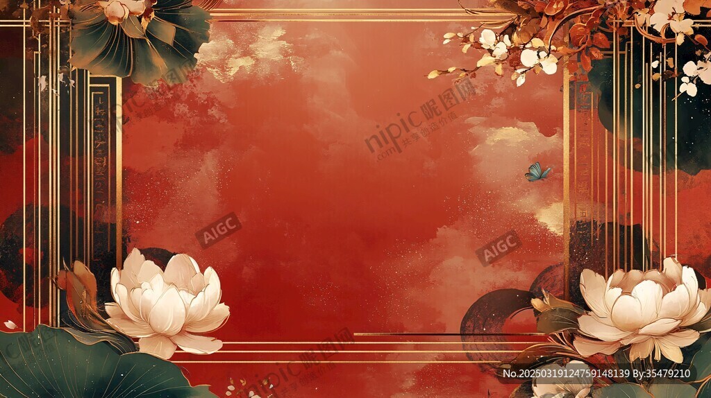 紅色荷花藝術背景