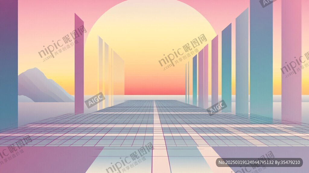 日落下的幾何走廊