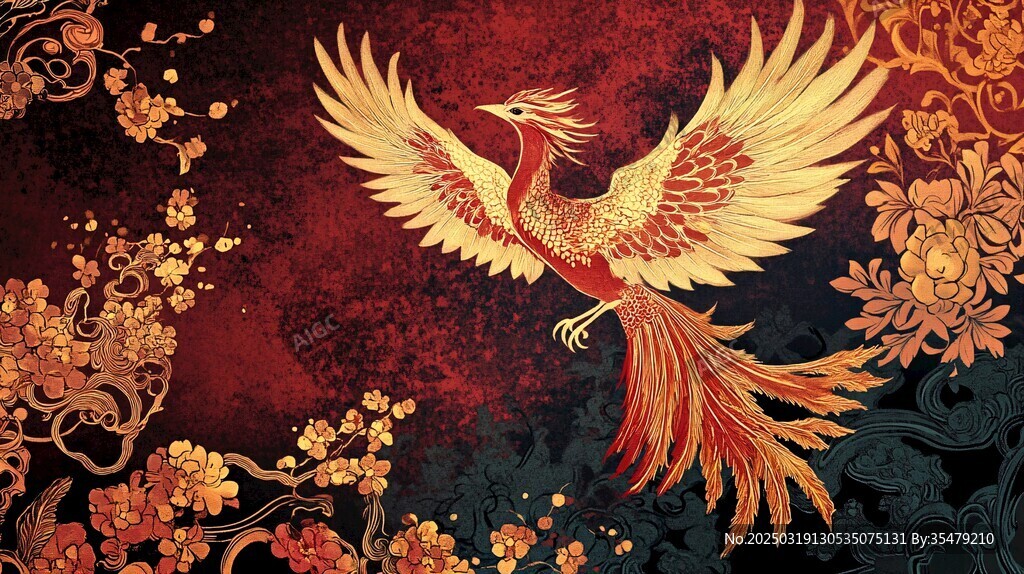 紅火鳳凰于花海之中