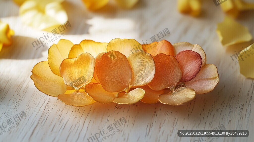 金黃色的絹花藝術(shù)品