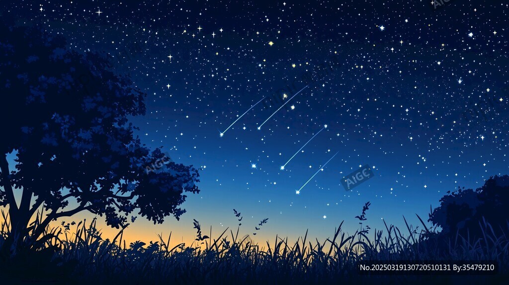 流星雨中的寧靜夜晚