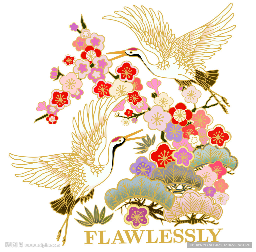 飛鶴 花卉 天鵝