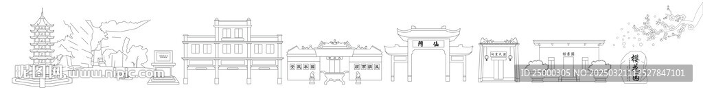 建筑線稿 大崗鎮 廣州南沙  