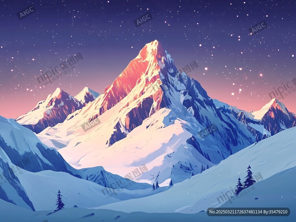 星光下的雪山風(fēng)景