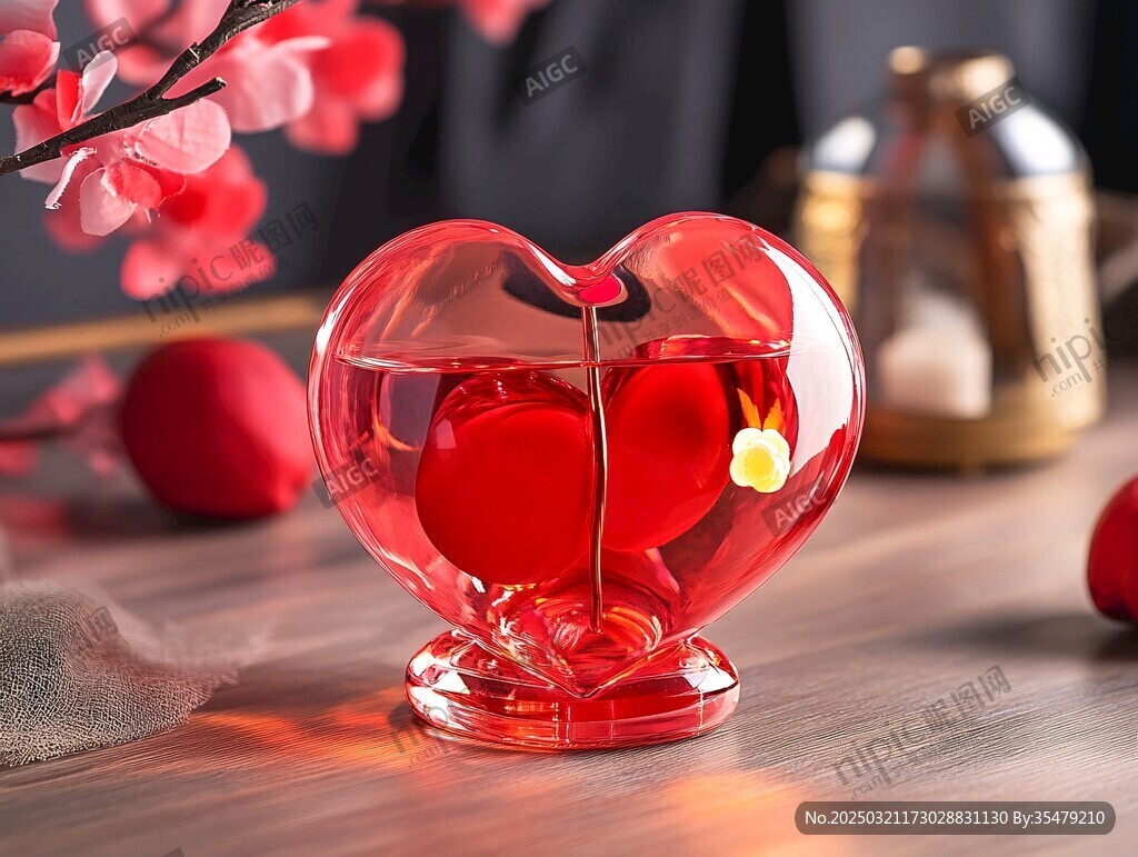 心形玻璃花瓶與浪漫氛圍