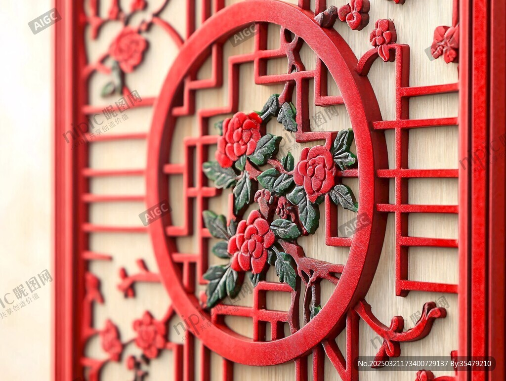 紅色中國(guó)風(fēng)墻飾