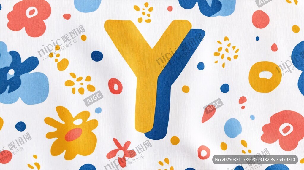 五彩斑斕的花海中的字母 Y