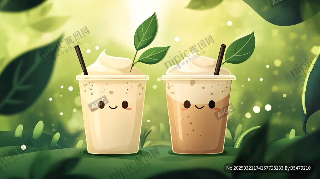 森林中的快樂(lè)奶茶杯