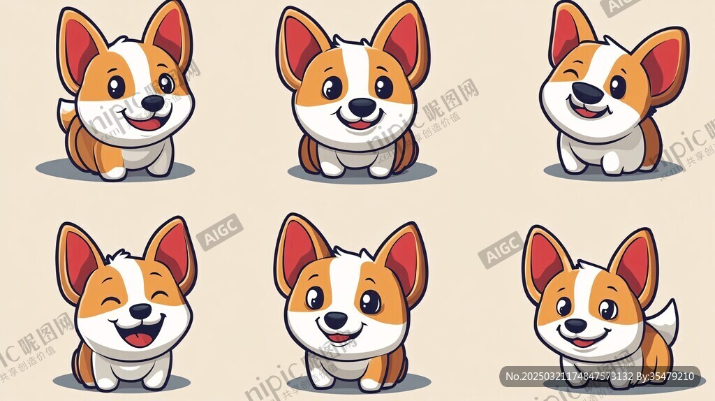 可愛柯基犬的各種表情