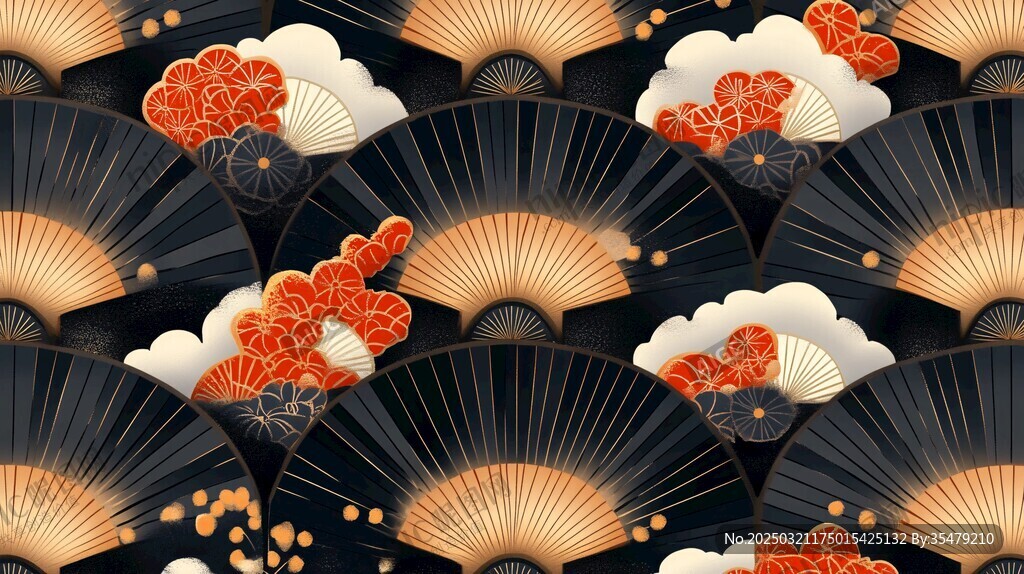 扇形圖案與花卉圖案的和諧融合