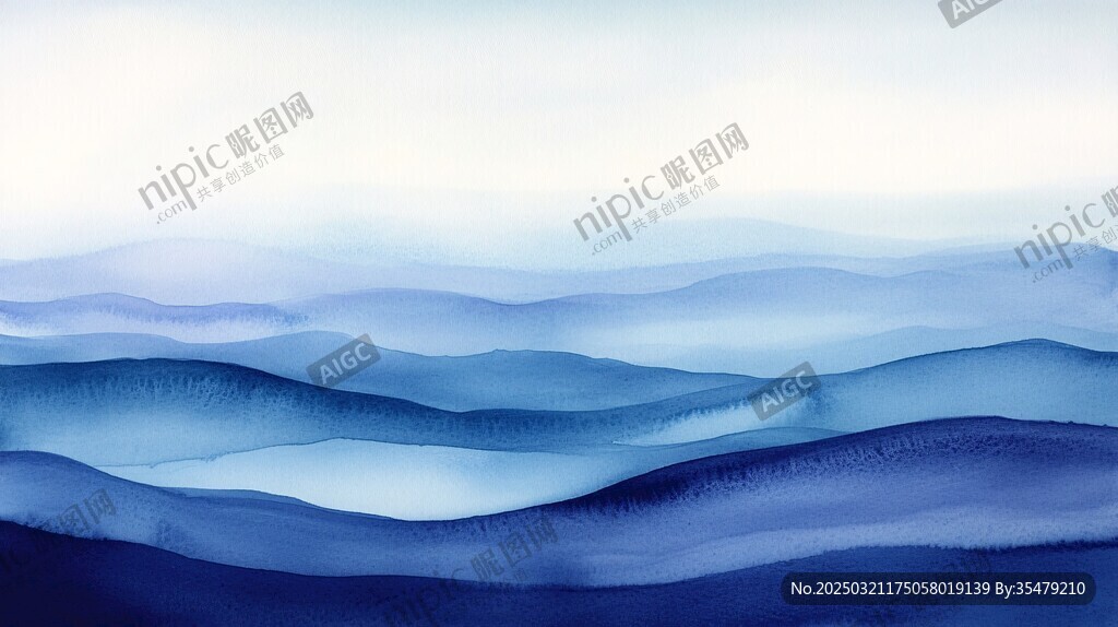 抽象水彩山景