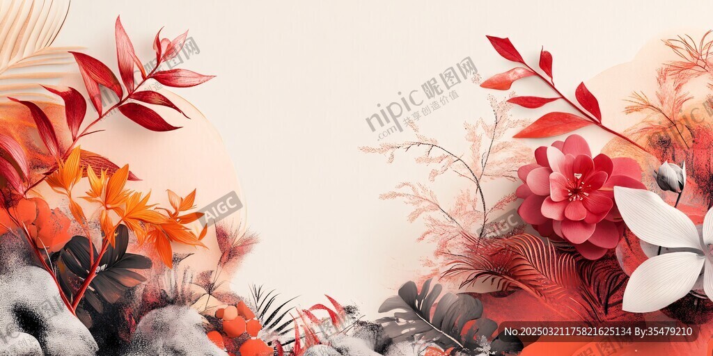 紅色花卉藝術作品