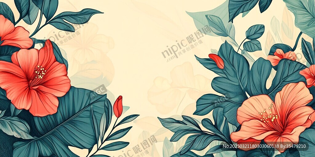 熱帶花卉藝術(shù)插畫