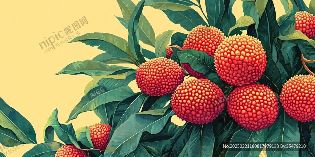 生機(jī)勃勃的紅色果實(shí)與綠葉