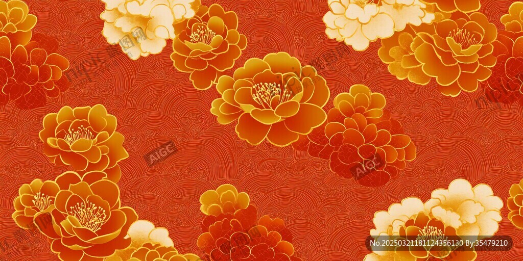 紅色花卉圖案