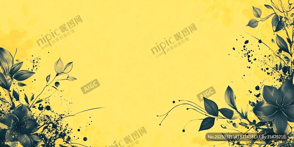 黃色背景上的抽象花卉設計