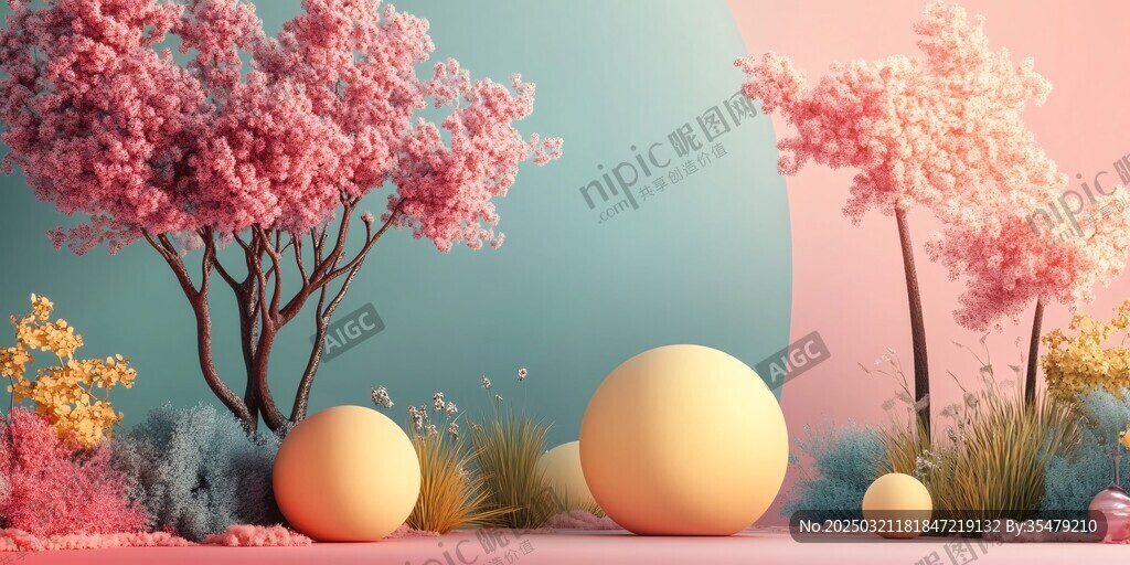夢幻般的粉色自然風景