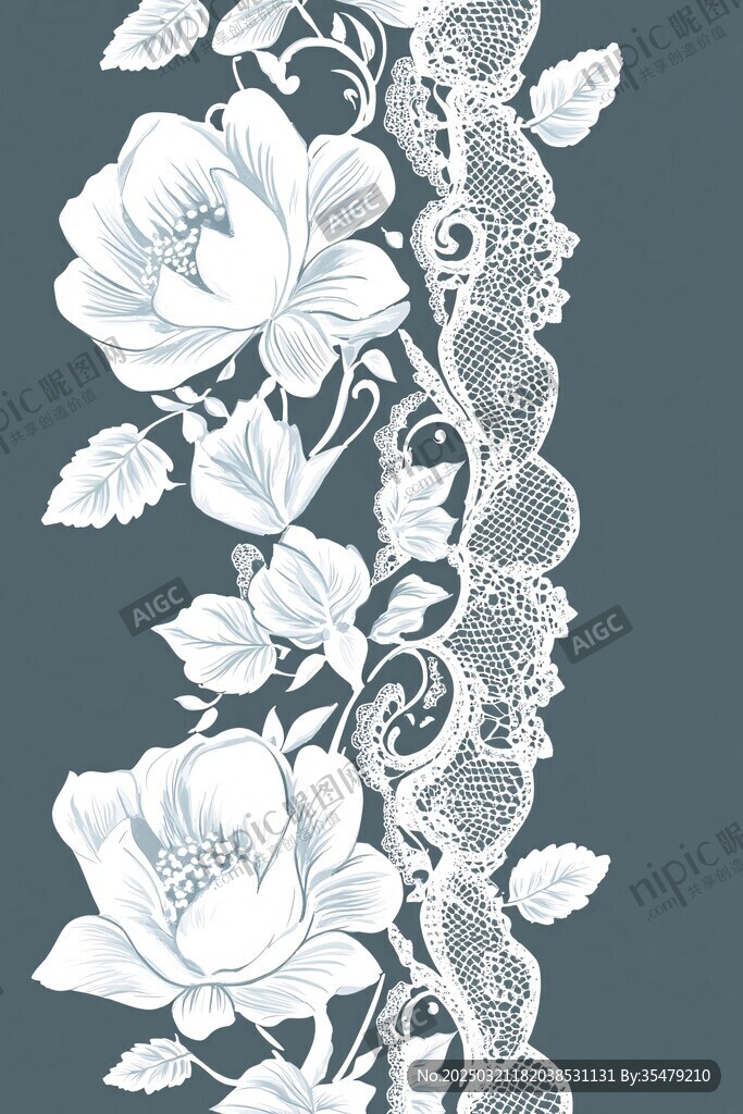 白色花卉圖案與灰色背景的結(jié)合
