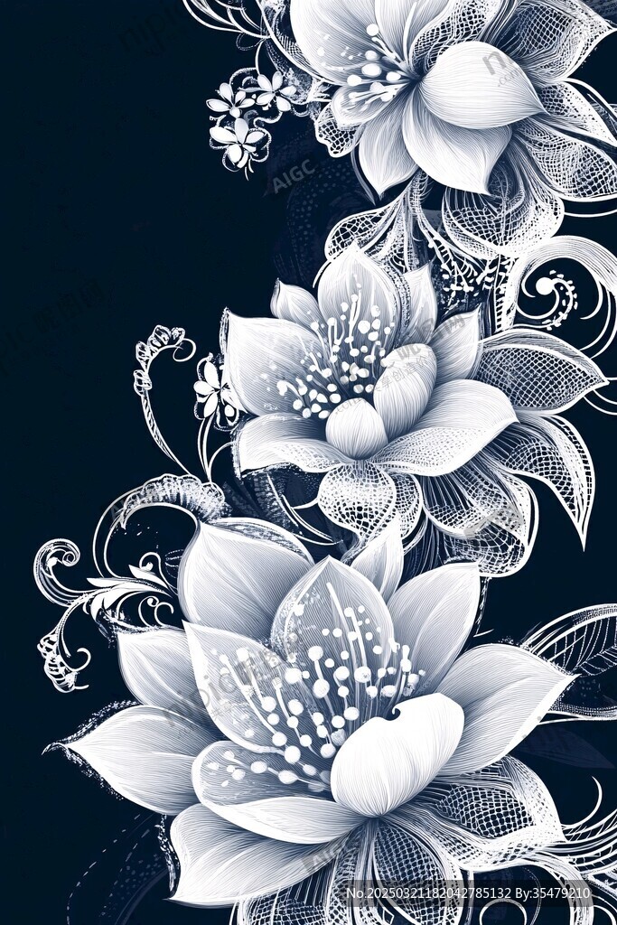 黑白花卉圖案