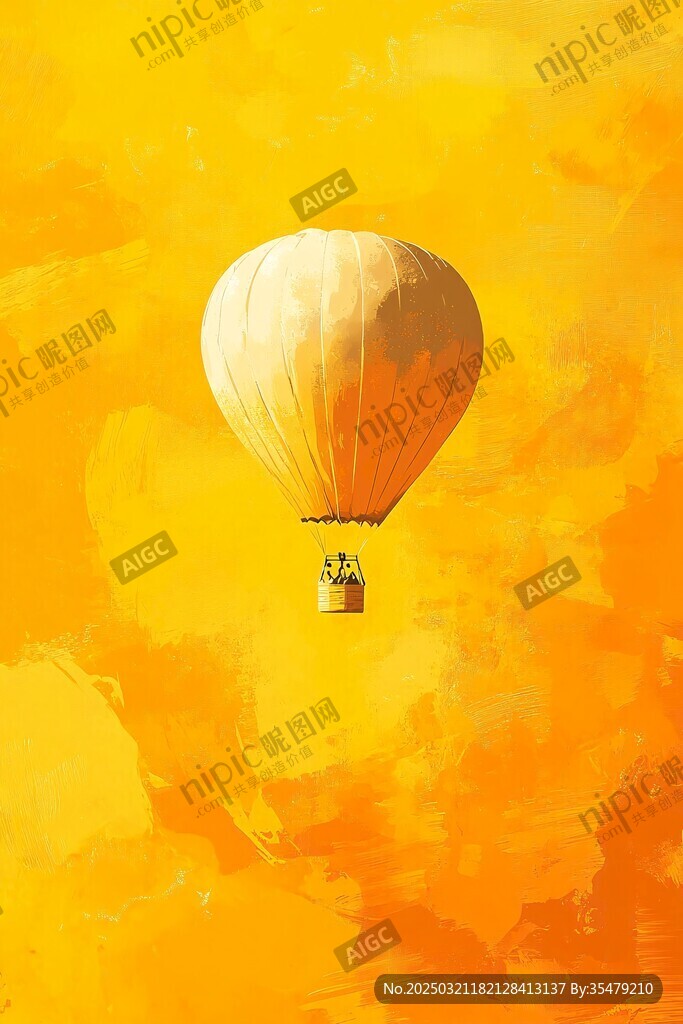 黃色天空中的熱氣球