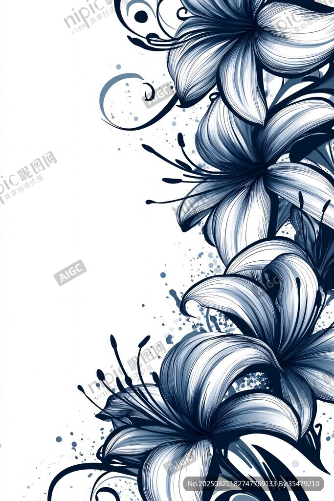 藍(lán)色百合花的抽象藝術(shù)