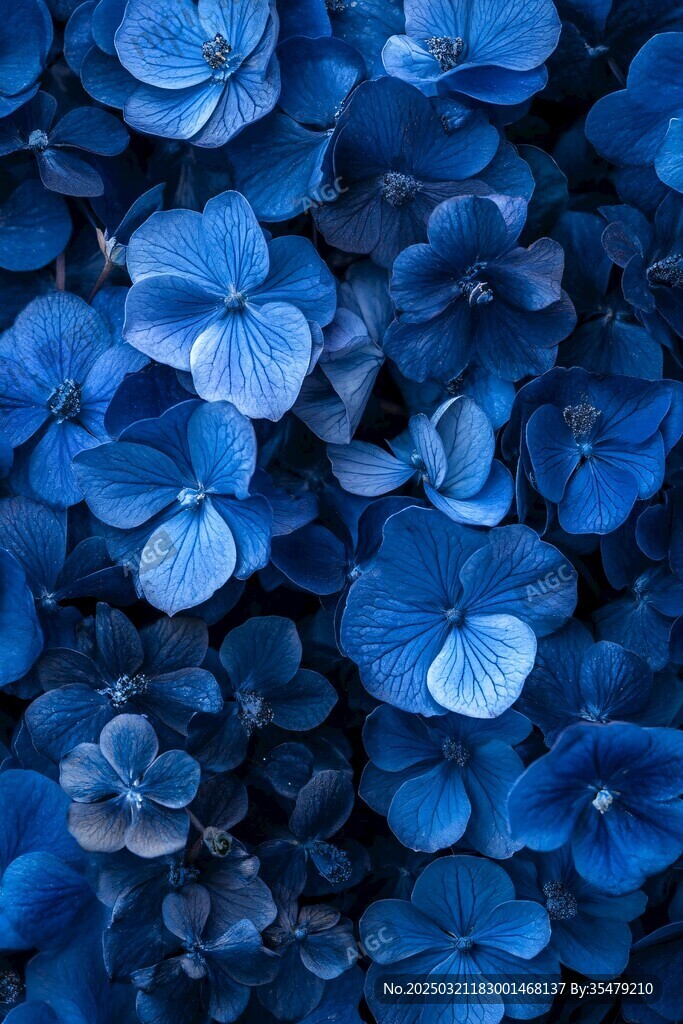 絢爛的藍(lán)色繡球花