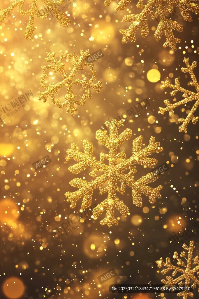 金色雪花飄落的圣誕奇觀