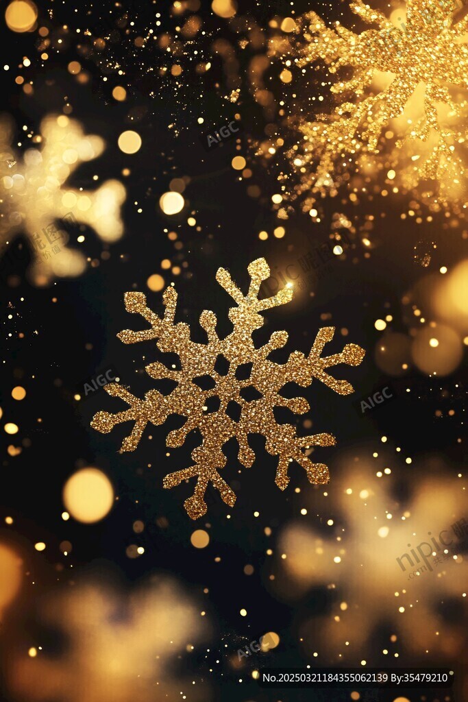 金色雪花飄落的圣誕奇觀