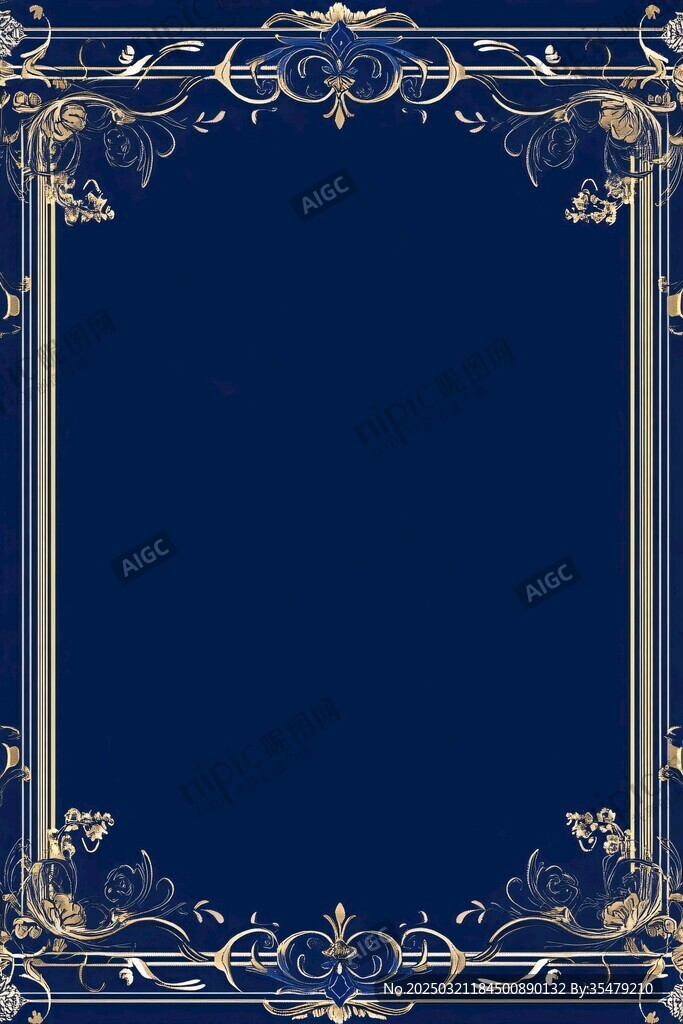 皇家藍金邊框設計
