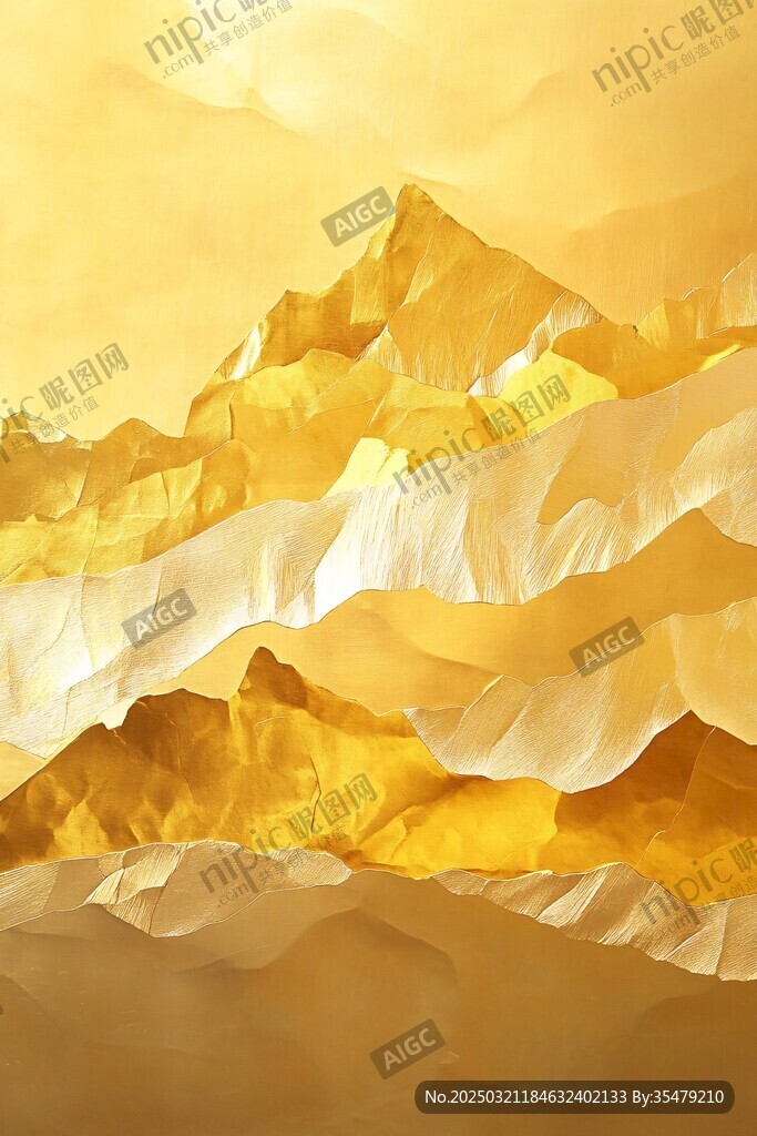金色山脈抽象畫