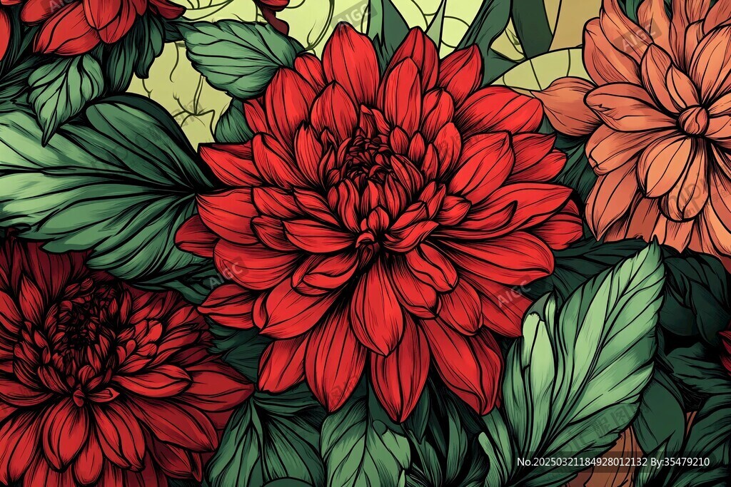 紅色花卉圖案