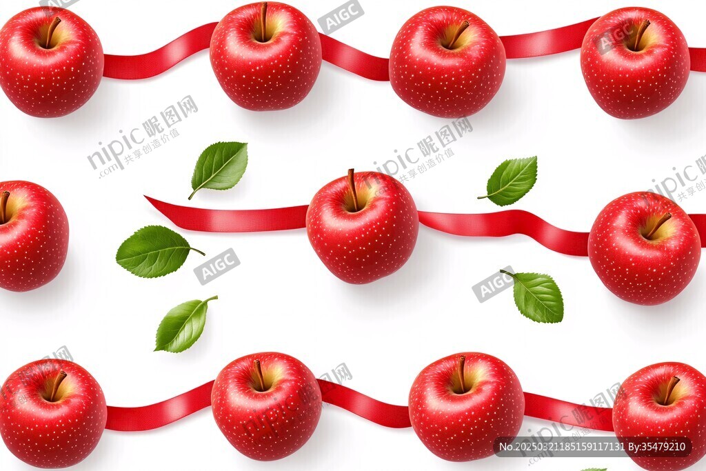 紅蘋(píng)果與綠葉的繽紛圖案