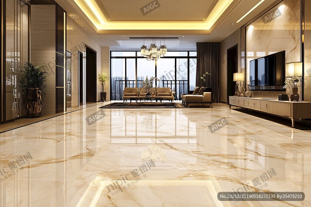 豪華室內(nèi)設(shè)計 寬敞客廳 自然光線 優(yōu)雅家具 現(xiàn)代裝飾 拋光大理石地板 吊燈 電視柜 舒適沙發(fā) 簡約風(fēng)