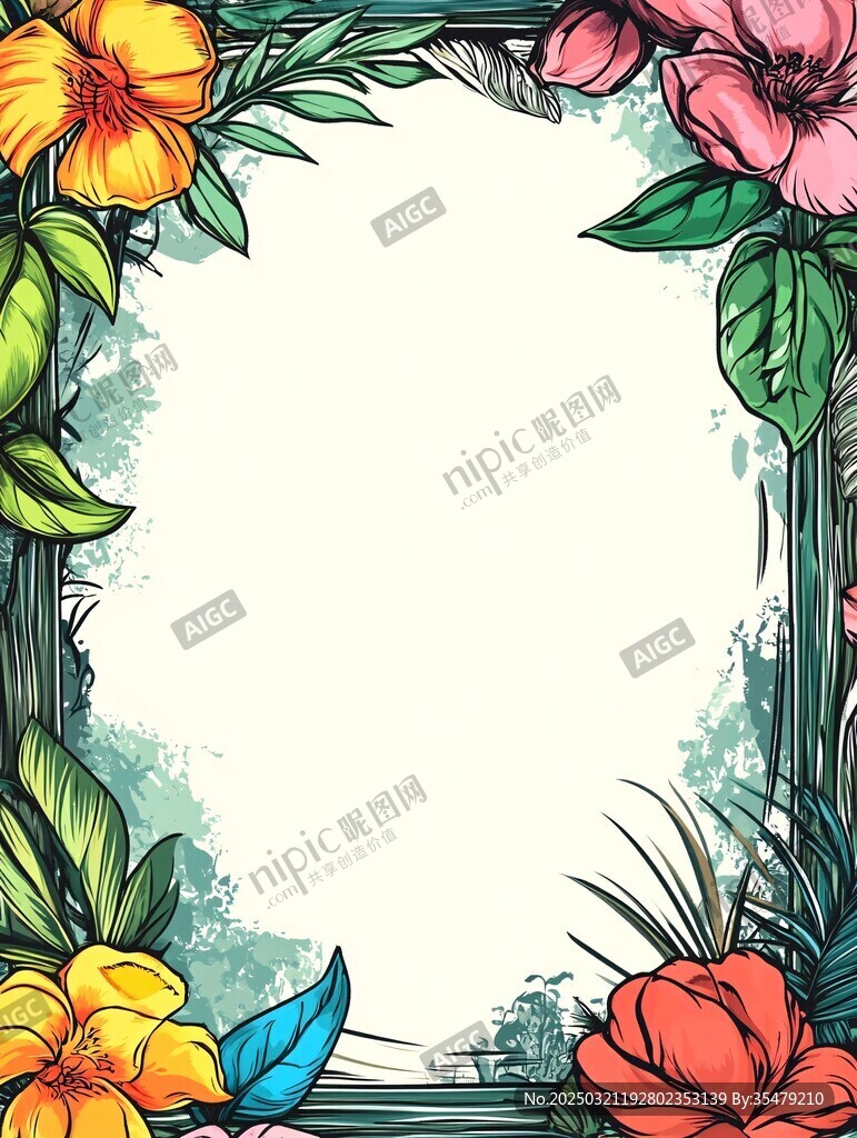 熱帶花卉邊框設(shè)計