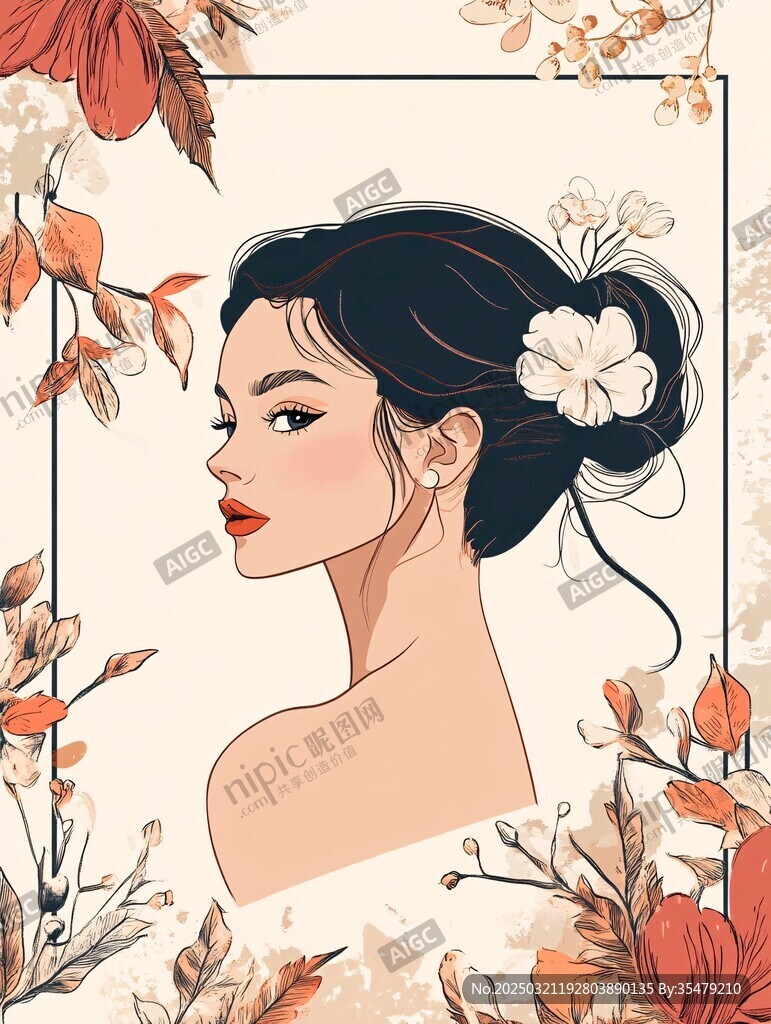 花卉女性肖像