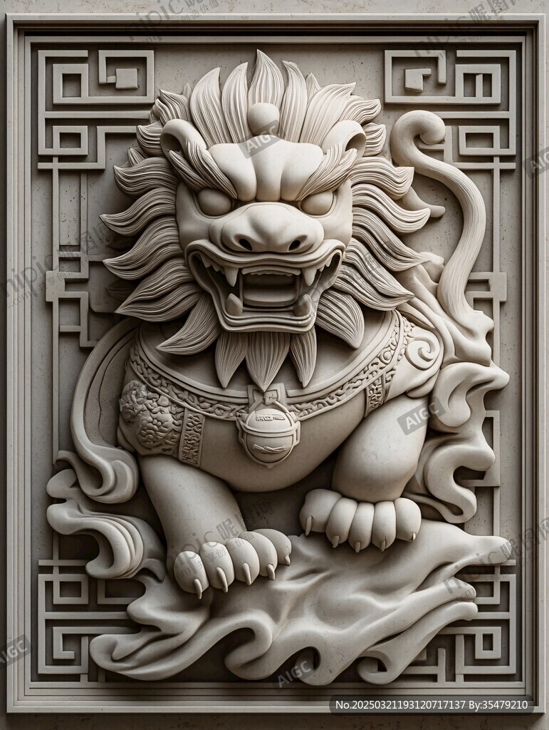 石雕獅子浮雕