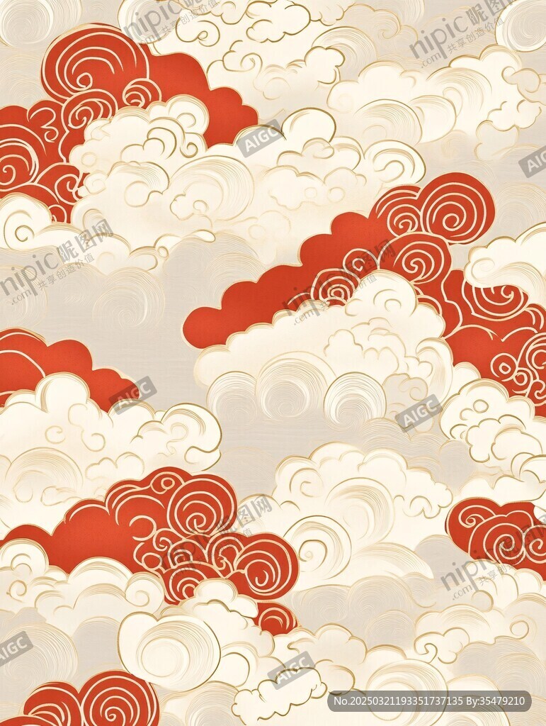 云彩紅白相間的圖案