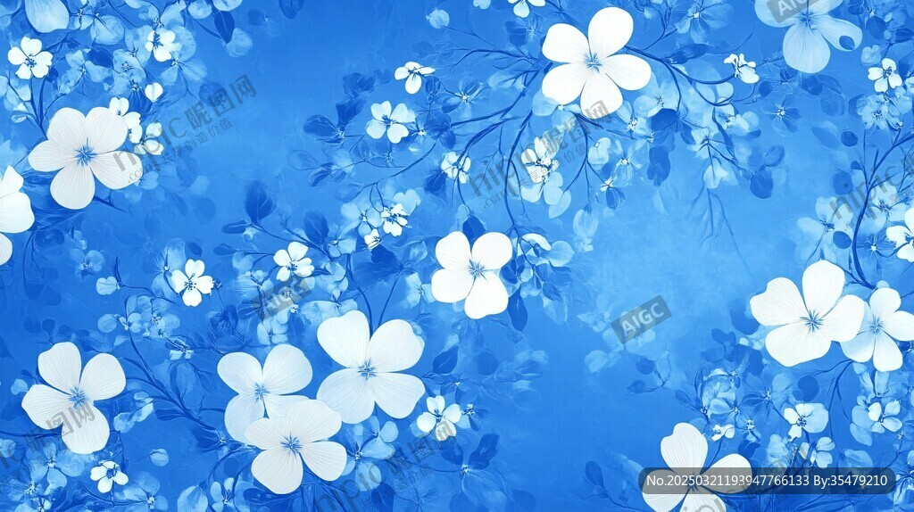 藍色花卉圖案