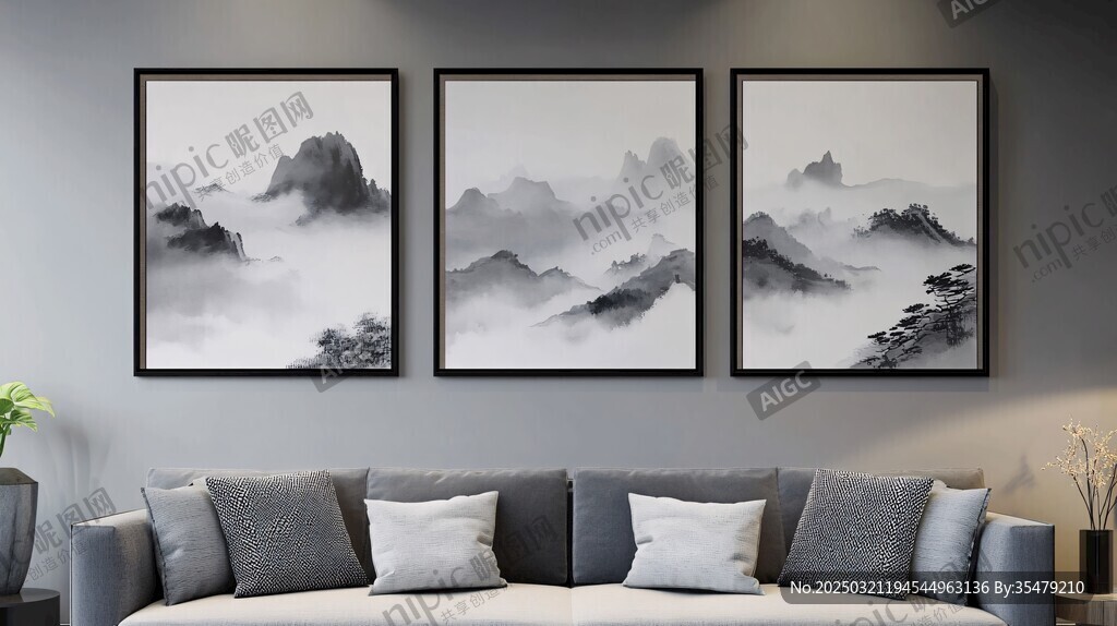 抽象山水畫(huà)三聯(lián)畫(huà)