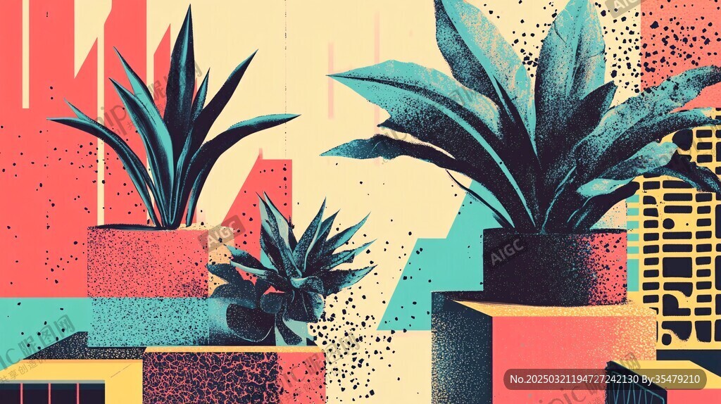 抽象植物幾何構(gòu)圖