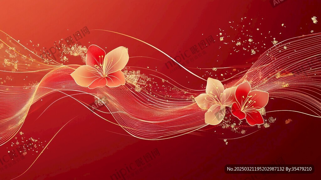 紅色花卉抽象藝術